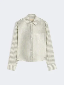 Linen canvas boxy shirt - KAKI