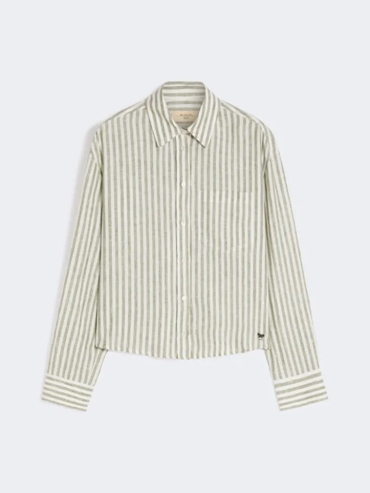 Linen canvas boxy shirt - KAKI