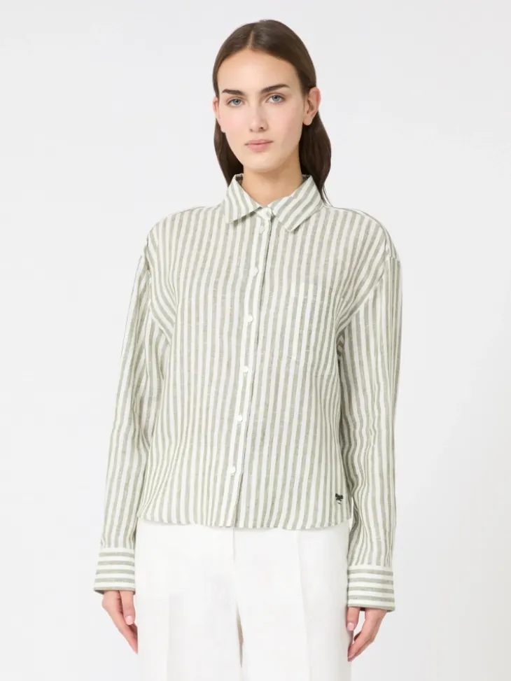 Linen canvas boxy shirt - KAKI
