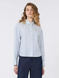 Linen canvas boxy shirt - LIGHT BLUE