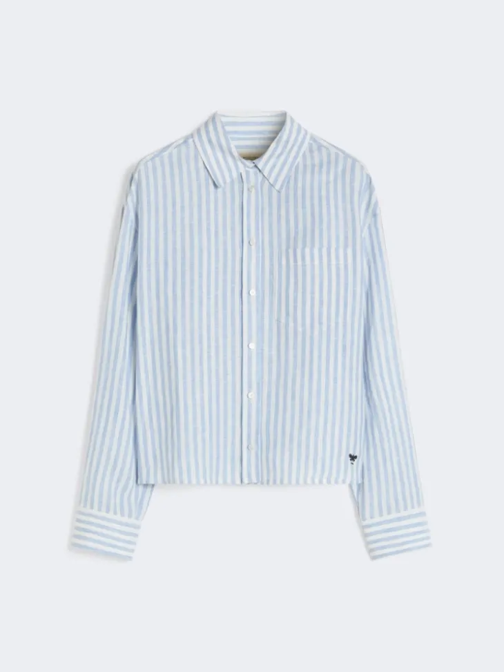 Linen canvas boxy shirt - LIGHT BLUE