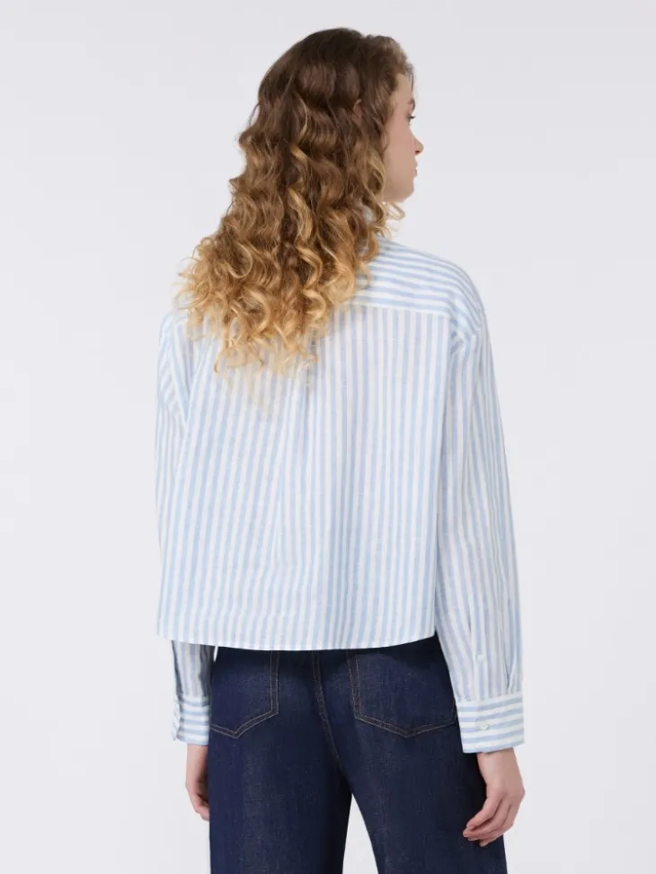 Linen canvas boxy shirt - LIGHT BLUE