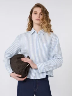 Linen canvas boxy shirt - LIGHT BLUE