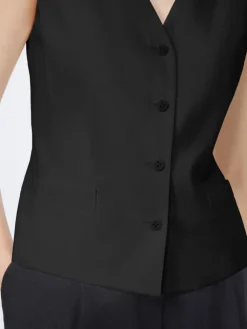 Linen canvas gilet - BLACK