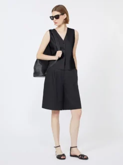 Linen canvas gilet - BLACK