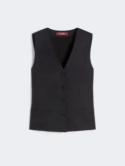 Linen canvas gilet - BLACK