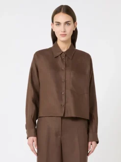Linen canvas jacket - CHOCOLATE