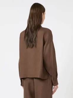 Linen canvas jacket - CHOCOLATE
