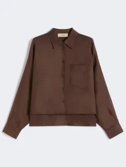 Linen canvas jacket - CHOCOLATE