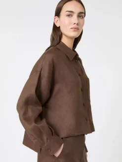 Linen canvas jacket - CHOCOLATE