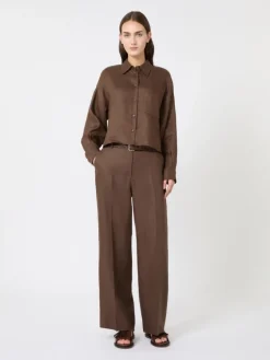 Linen canvas jacket - CHOCOLATE