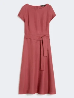 Linen canvas midi dress - CHERRY