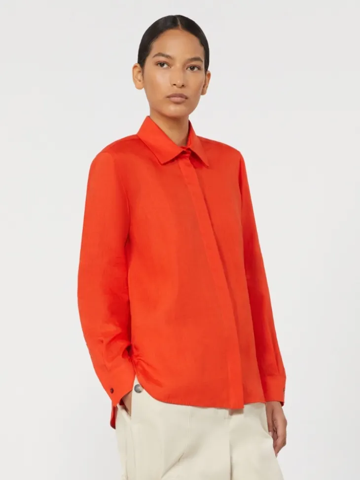 Linen canvas shirt - CORAL