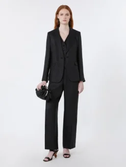 Linen canvas trousers - BLACK