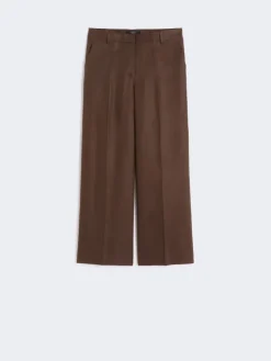 Linen canvas trousers - CHOCOLATE
