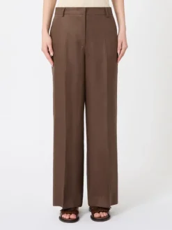 Linen canvas trousers - CHOCOLATE