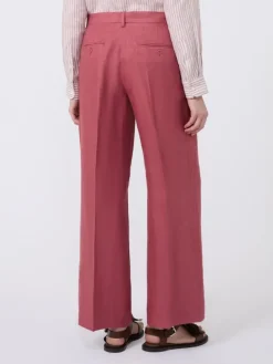 Linen canvas trousers - CHERRY
