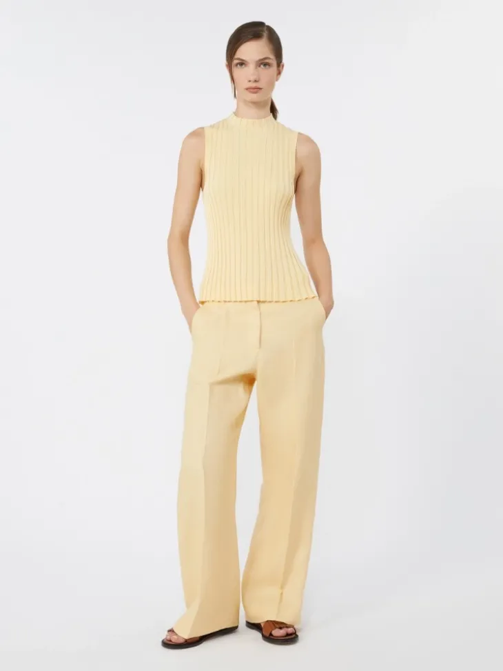 Linen canvas trousers - LIGHT YELLOW