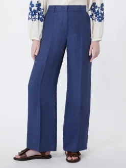 Linen canvas trousers - NAVY