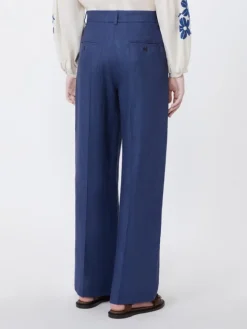 Linen canvas trousers - NAVY