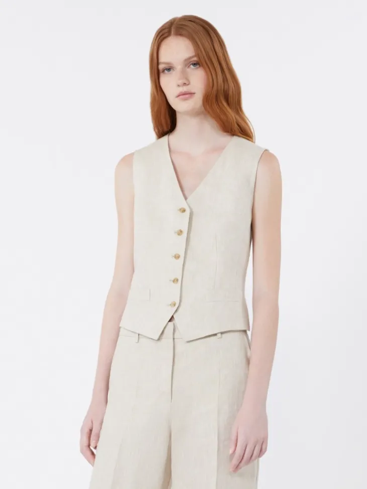 Linen canvas waistcoat - ECRU