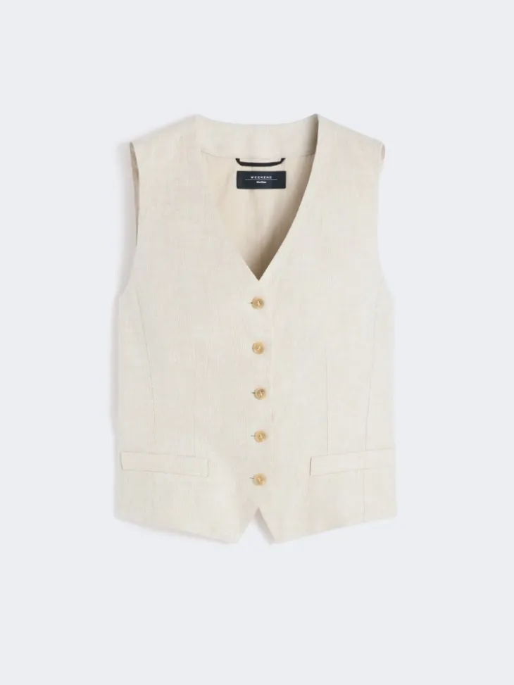 Linen canvas waistcoat - ECRU
