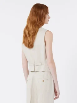 Linen canvas waistcoat - ECRU
