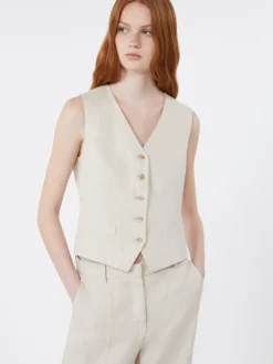 Linen canvas waistcoat - ECRU