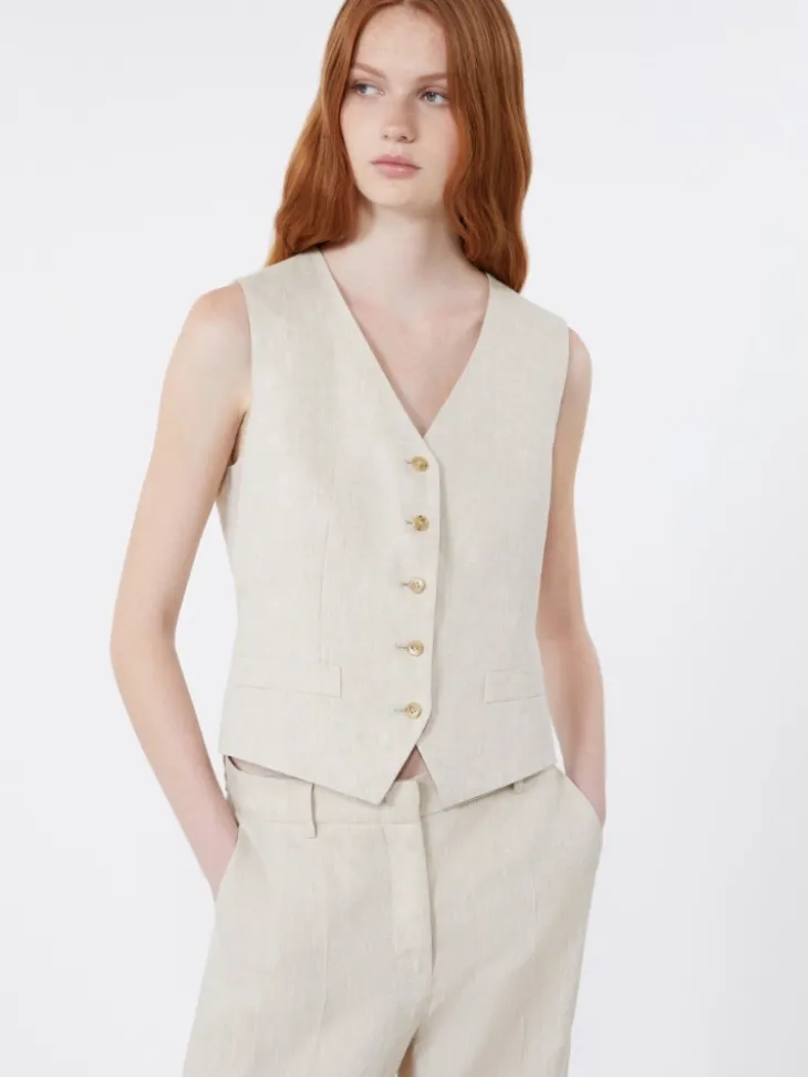 Linen canvas waistcoat - ECRU