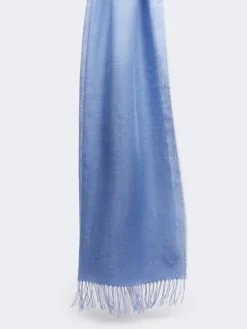 Linen stole with fringes - LIGHT BLUE