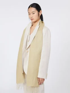 Linen stole with fringes - BEIGE