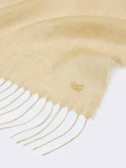 Linen stole with fringes - BEIGE