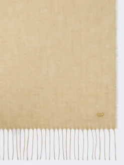 Linen stole with fringes - BEIGE
