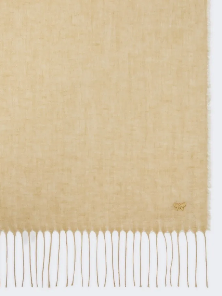 Linen stole with fringes - BEIGE