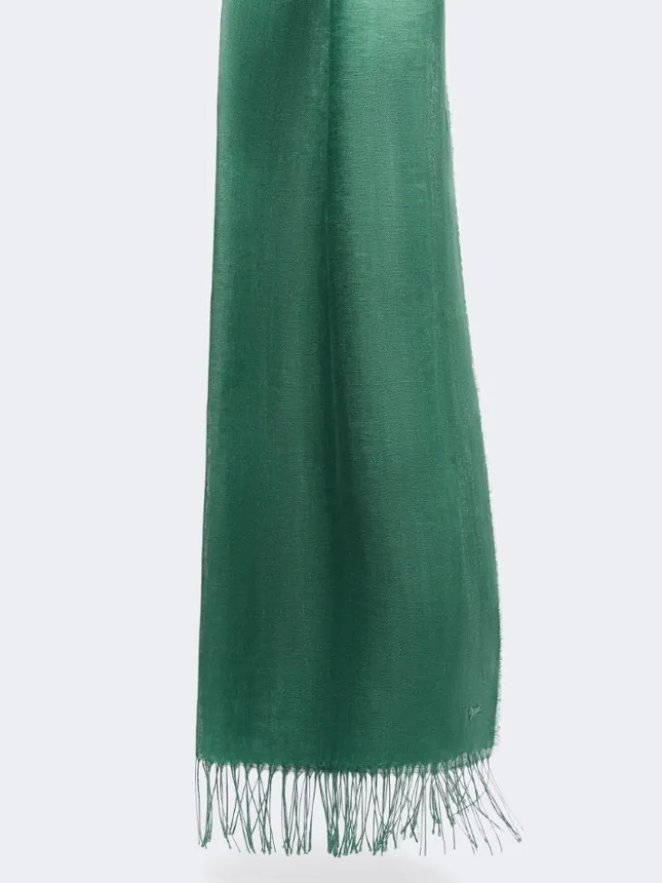Linen stole with fringes - SAGE GREEN