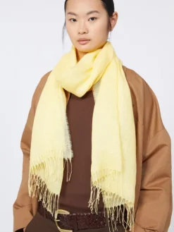 Linen stole with fringes - YELLOW