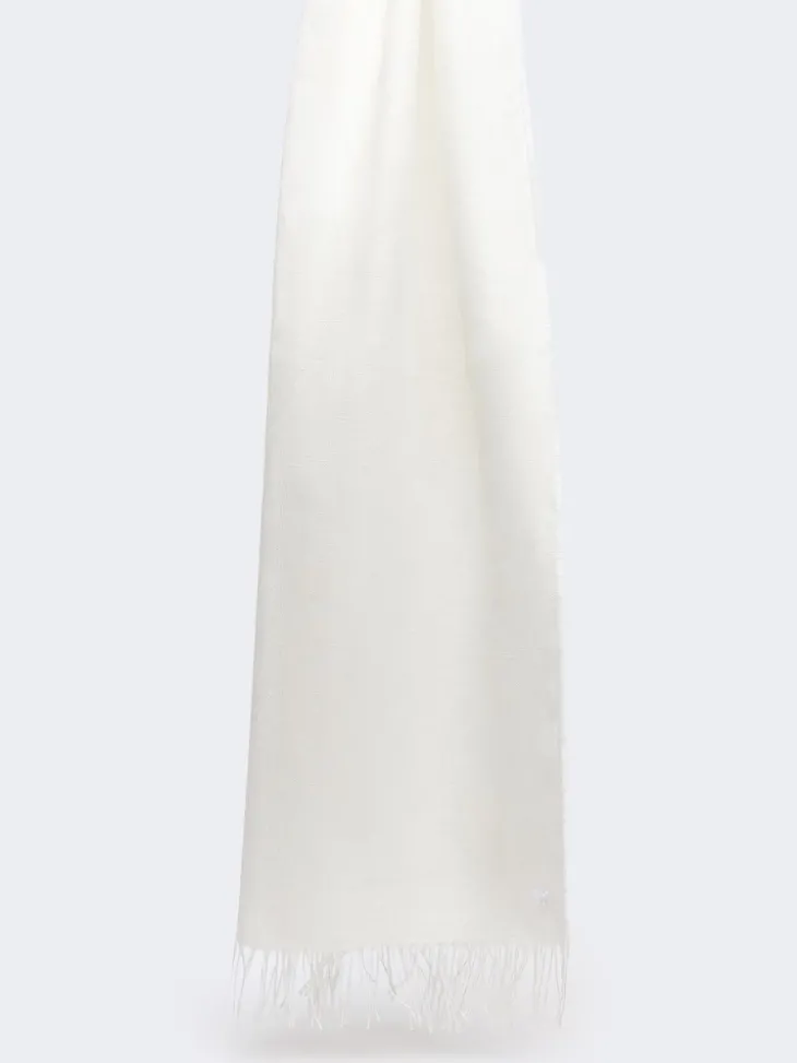 Linen stole with fringes - WHITE