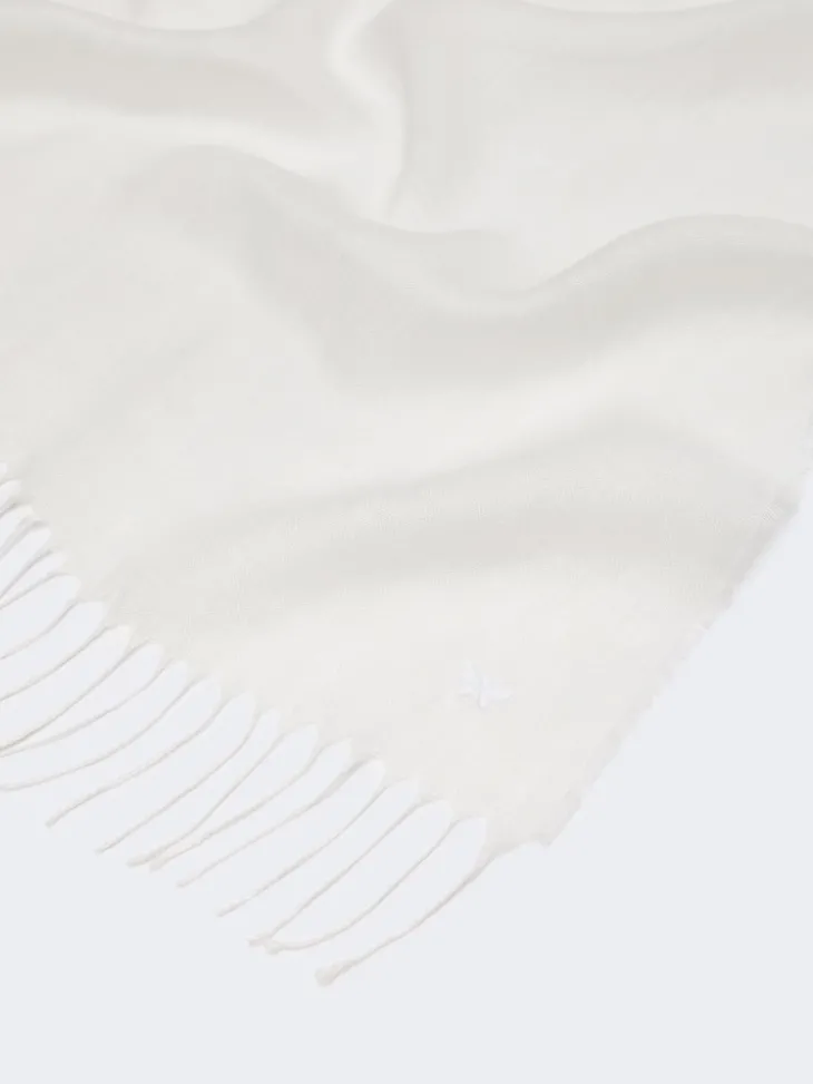 Linen stole with fringes - WHITE