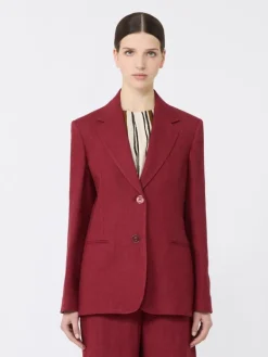 Linen twill blazer - BRICK RED