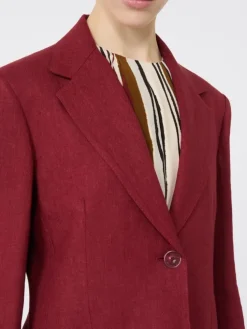 Linen twill blazer - BRICK RED