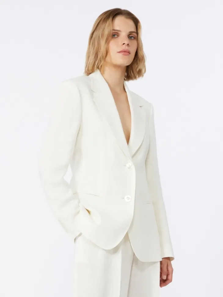 Linen twill blazer - NATURAL