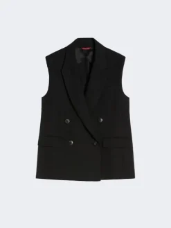 Linen twill gilet - BLACK