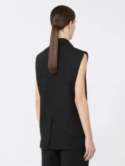 Linen twill gilet - BLACK