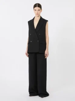 Linen twill gilet - BLACK