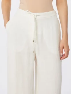 Linen twill trousers - NATURAL