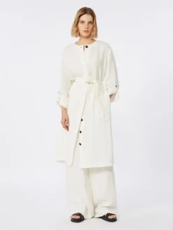 Linen twill trousers - NATURAL