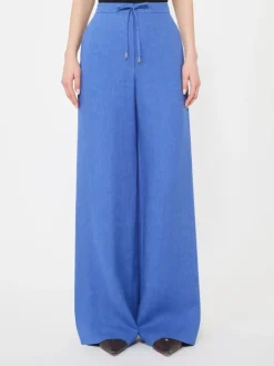 Linen twill trousers - NAVY