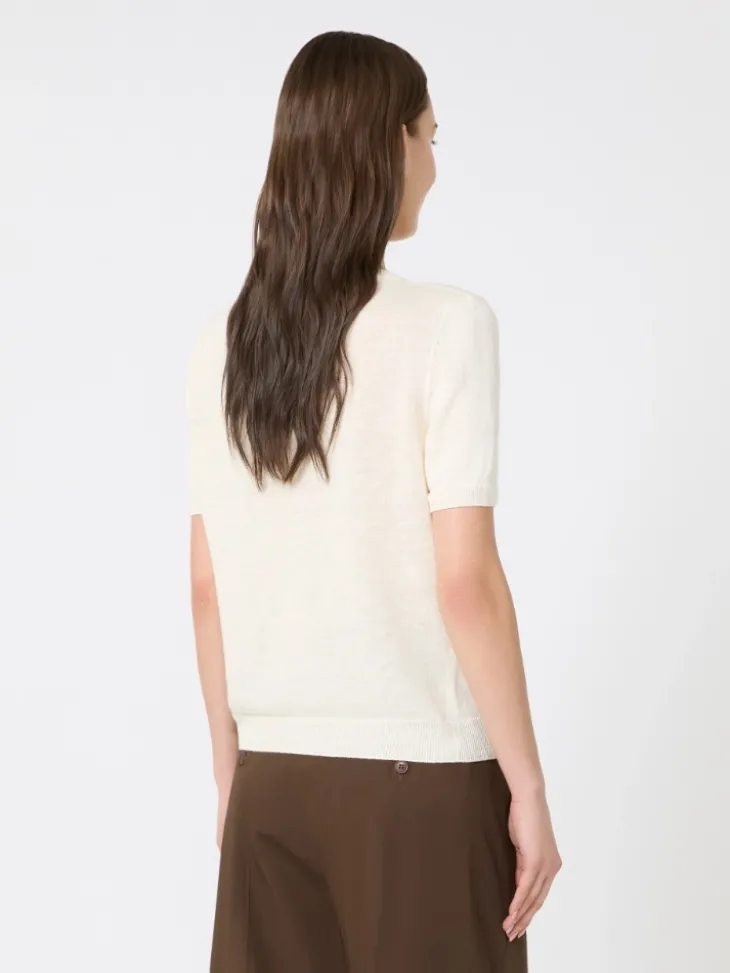 Linen yarn basic jumper - ECRU