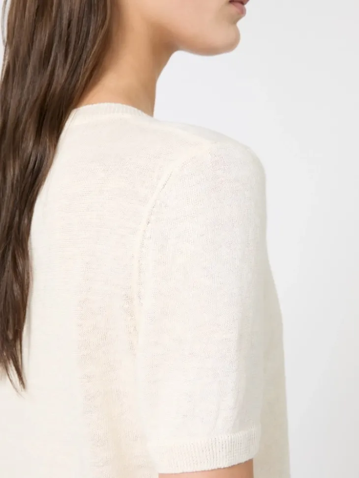 Linen yarn basic jumper - ECRU