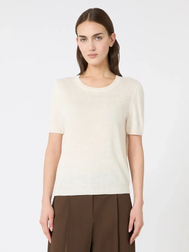 Linen yarn basic jumper - ECRU